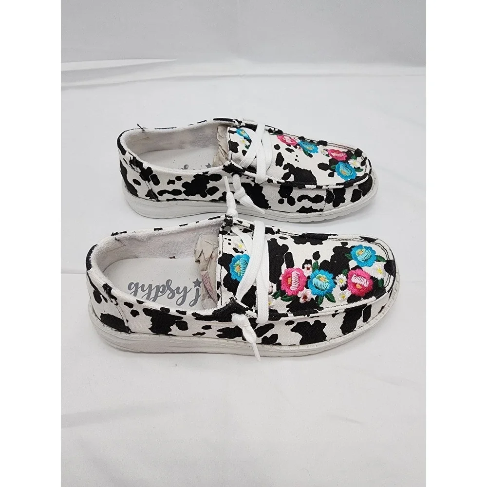 Gypsy Jazz Embroidered Cow Print Slip-On Casual Shoes Women's Sz 7 - Picture 2 of 9
